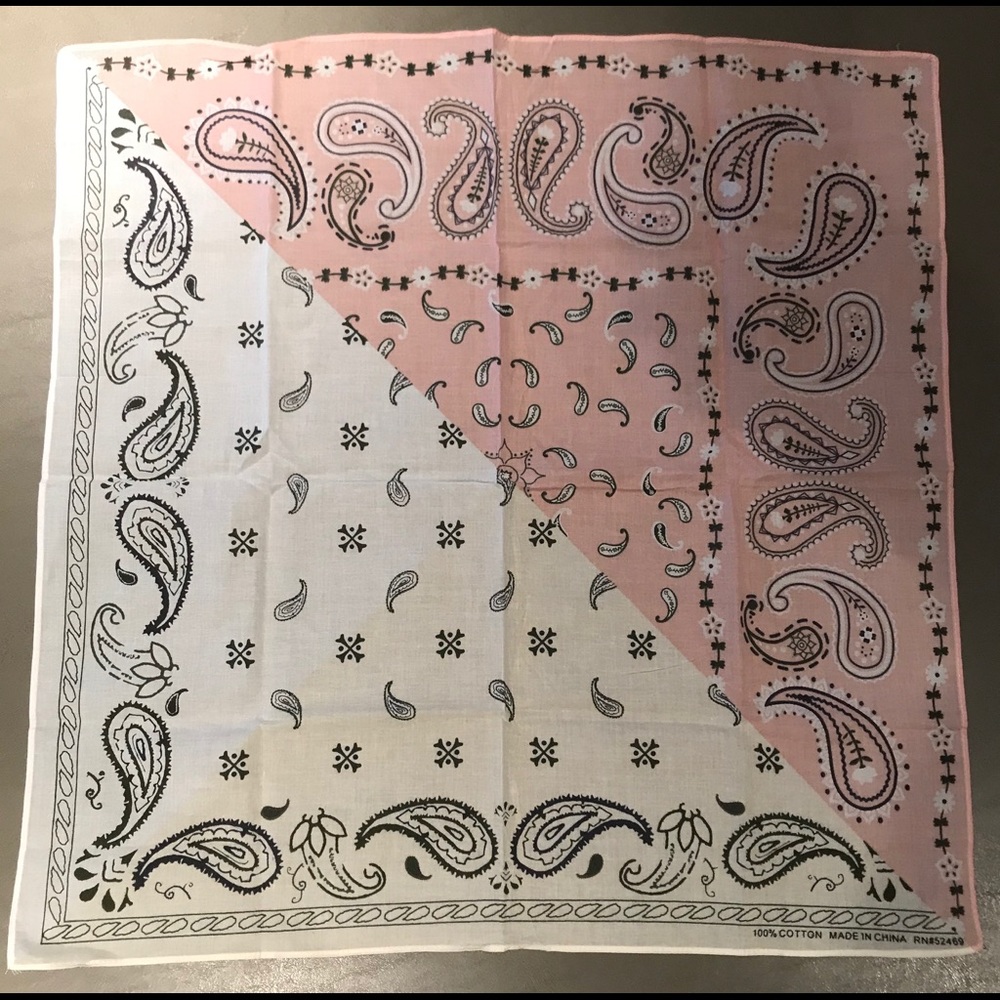 Tricolor bandana pink cream and white